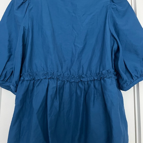 NWT Zara voluminous sleeve cobalt blue shirt. Gathered at waist with ruffle. - Picture 6 of 6